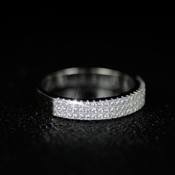 Plain Trendy Round Gems Full Around Filled Eternity Zircon Ring for Women, PD044 - Picture 3 of 3